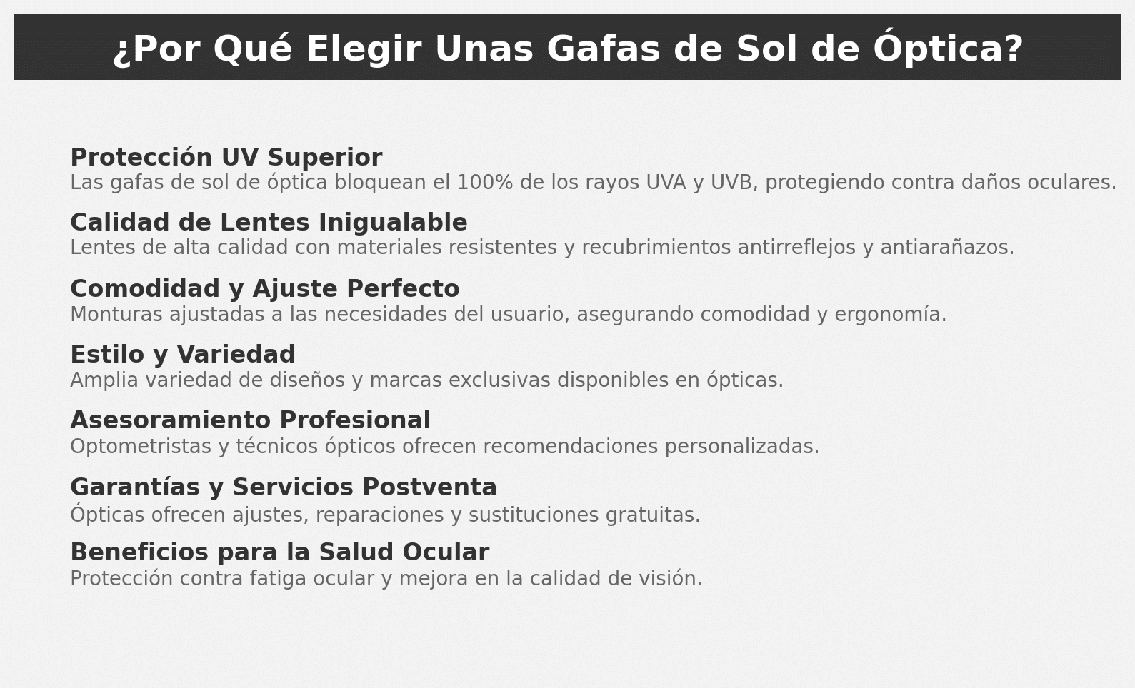 ¿Por qué elegir unas gafas de sol de óptica?