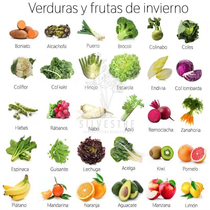 Frutas y verduras típicas del invierno